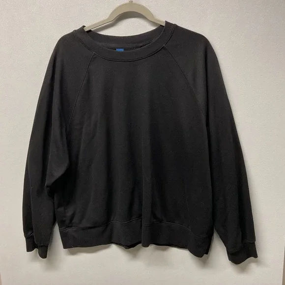 Old Navy Womens Black Crew Neck Raglan Sleeve‎ Sweatshirt XL - Picture 2 of 5